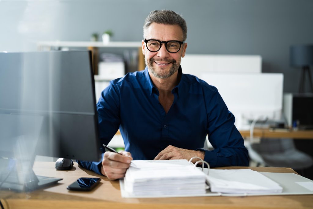 Home tax accountant advisor man doing accounting